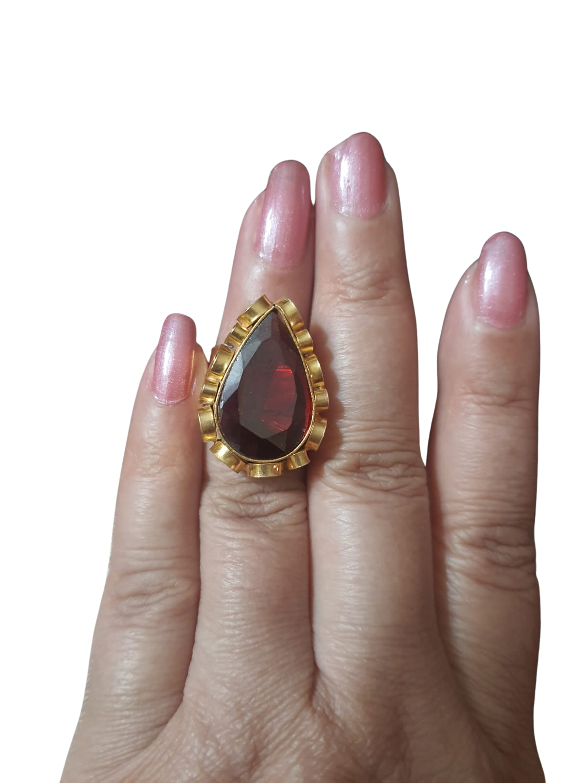 Handcrafted Red Zircon Ring – Adjustable & Elegant